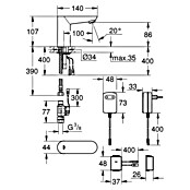 Grohe Euroeco CT Waschtischarmatur mit Bluetooth-Modul (Infrarot-Elektronik, Chrom) | BAUHAUS