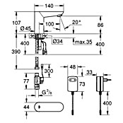 Grohe Euroeco CT Waschtischarmatur netzbetrieben (Infrarot-Elektronik, Chrom) | BAUHAUS