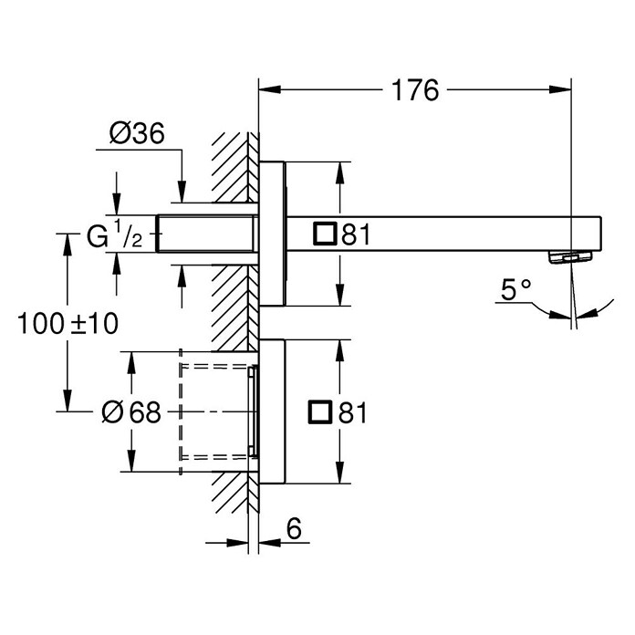 Grohe Eurocube Waschtischarmatur (Infrarot-Elektronik, Chrom, Glänzend, Ausladung: 171 mm) | BAUHAUS