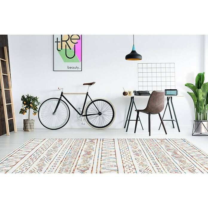 Kayoom Flachgewebeteppich (Beige/Bunt, 240 x 170 cm)