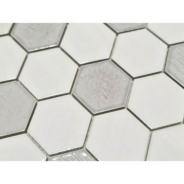 Mosaikfliese Hexagon CG SAN1 (Weiß, Glänzend, L x B x S: 25,3 cm x 29,3 cm x 7 mm) | BAUHAUS