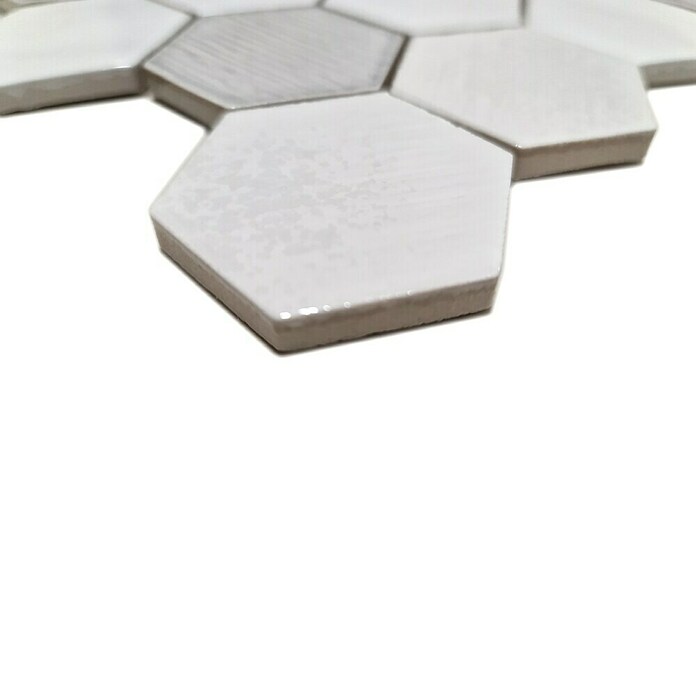 Mosaikfliese Hexagon CG SAN1 (Weiß, Glänzend, L x B x S: 25,3 cm x 29,3 cm x 7 mm) | BAUHAUS