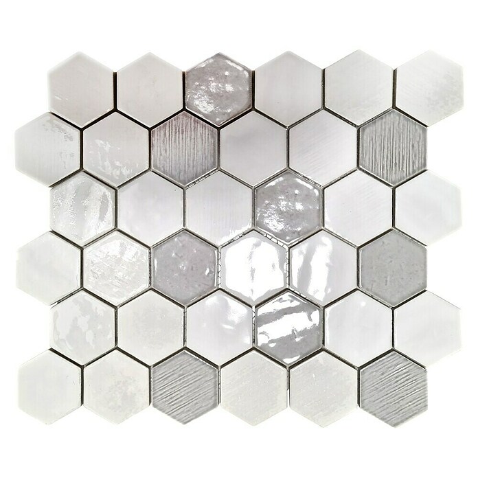 Mosaikfliese Hexagon CG SAN1 (Weiß, Glänzend, L x B x S: 25,3 cm x 29,3 cm x 7 mm) | BAUHAUS