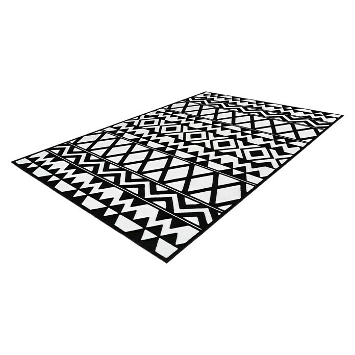 Kayoom Kurzflorteppich (Schwarz/Weiß, 230 x 160 cm)