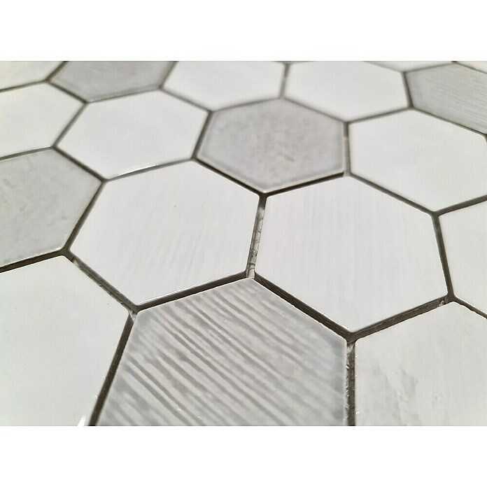 Mosaikfliese Hexagon CG SAN1 (Weiß, Glänzend, L x B x S: 25,3 cm x 29,3 cm x 7 mm) | BAUHAUS