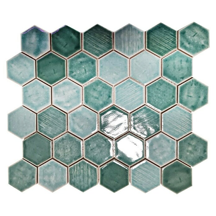 Mozaik pločica Hexagon CG SAN5  (Zelena, Sjaj, D x Š x D: 25,3 cm x 29,3 cm x 7 mm) | BAUHAUS