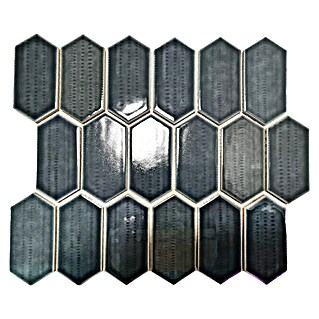 Mozaik pločica Hexagon CG CH479 (Crna, Sjaj, 25,3 cm x 29,3 cm x 75 mm)