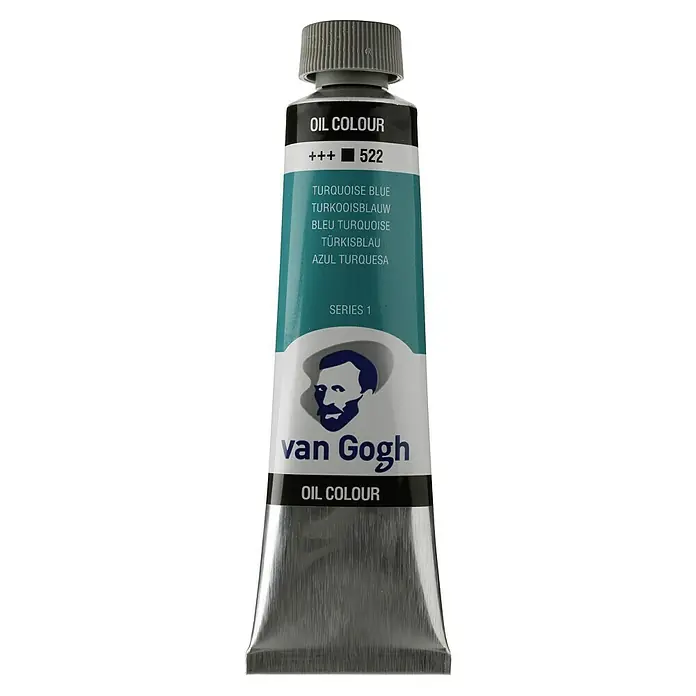 Talens Van Gogh Pintura al óleo - Azul turquesa, 40 ml, Tubo - Tubo de pintura al óleo Van Gogh en azul turquesa, número de color 522, ideal para artistas y aficionados que buscan colores vibrantes.