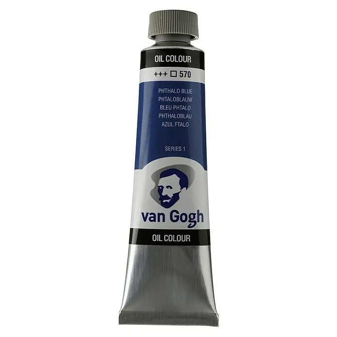 Talens Van Gogh Pintura al óleo - Azul ftalo, 40 ml, Tubo - Imagen de un tubo de pintura al óleo Van Gogh, tono Phthalo Blue, para artistas y proyectos creativos.