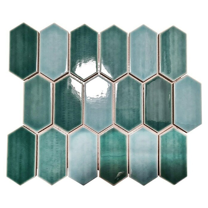 Mozaik pločica Hexagon CG CH475  (Zelena, Sjaj, 25,3 cm x 29,3 cm x 75 mm) | BAUHAUS