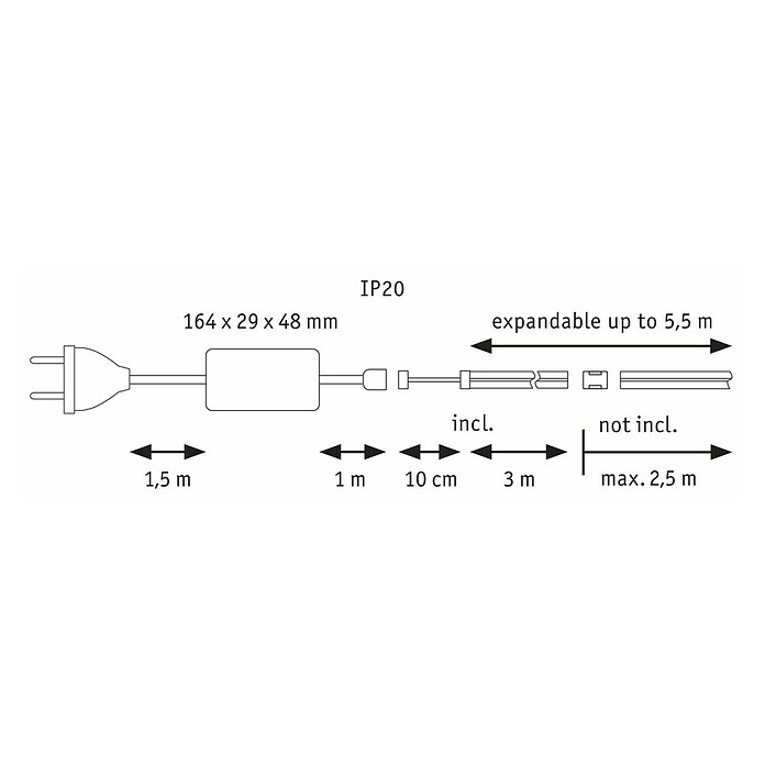 Paulmann MaxLED 1.000 Basisstel Led strip (300 cm, 40 W, Warm wit, 3.240 lm) | BAUHAUS