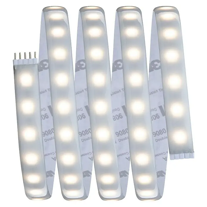 Paulmann MaxLED 1.000 Tira LED - 150 cm, RGBW, 24 W, 1.500 lm - La imagen muestra una tira de luz LED en un carrete, con un respaldo adhesivo para una fácil instalación y una iluminación brillante.