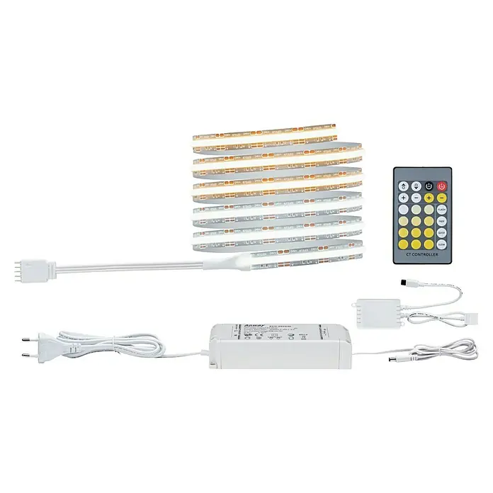 Paulmann MaxLED 1.000 Basis-Set Full-Line COB - 150 cm, 21 W, Mehrfarbig, 1.800 lm - LED-Streifen-Set mit Fernbedienung. Enthält LED-Streifen, Netzteil, Controller und Fernbedienung zur individuellen Lichtsteuerung.