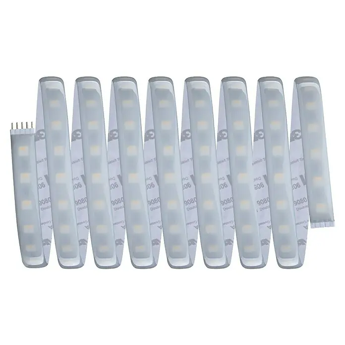 Paulmann MaxLED 1.000 LED-Band Basisset beschichtet - 300 cm, RGBW, 40 W, 3.000 lm - Nahaufnahme eines LED-Streifens mit transparenter Beschichtung und Kleberückseite, ideal für stimmungsvolle Beleuchtung.