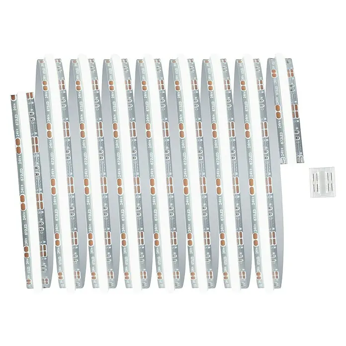 Paulmann MaxLED 1.000 Verlängerungs-Set Full-Line COB - 250 cm, Mehrfarbig, 23,5 W, 3.000 lm, 230 V - 240 V - Eine Nahaufnahme von LED-Streifen, die eine saubere und energieeffiziente Beleuchtungslösung für verschiedene Anwendungen bieten.