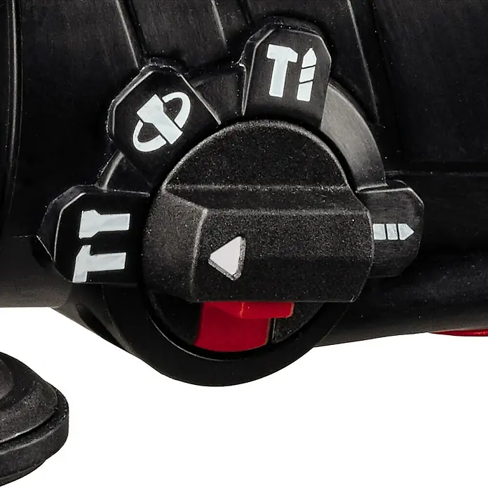 Einhell Classic Kombihammer TC-RH 800 4F - 800 W, 2,6 J, SDS-Plus-Aufnahme - Detailaufnahme eines schwarzen Werkzeugdrehschalters mit weißen Symbolen zur Einstellung verschiedener Funktionen.