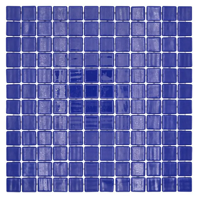 Mosaikfliese Quadrat Eco VP25803PUR - 31,6 x 31,6 cm, Glas, Dunkelblau, Glänzend - Quadratische blaue Glasmosaikfliese mit glänzender Oberfläche.
