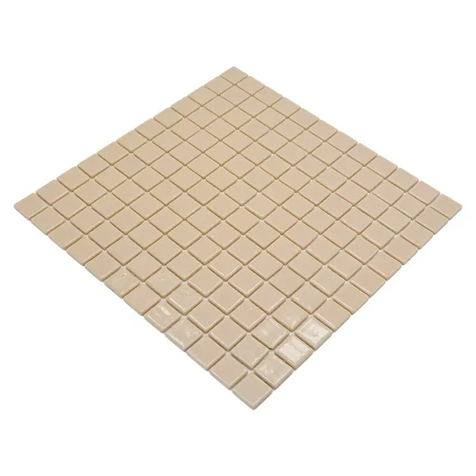 Mosaikfliese Quadrat Eco VP25831PUR - 31,6 x 31,6 cm, Glas, Beige, Glänzend - Beige Mosaikfliese: Quadratische Fliesen bilden ein elegantes Muster, ideal für Bad und Küche, und verleihen jedem Raum einen Hauch von Stil und Wärme.