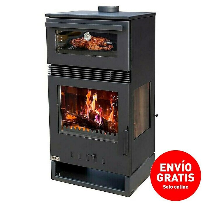 Teba Estufa de leña con horno TKS15 (12,8 kW, Volumen de calefacción: 257 m³, Negro) | BAUHAUS