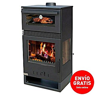 Teba Estufa de leña con horno TKS15 (12,8 kW, Volumen de calefacción: 257 m³, Negro)