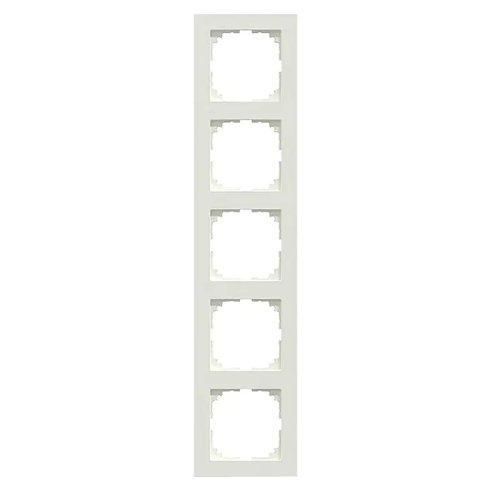 Merten M-Pure Abdeckrahmen MEG4050-3619 - Polarweiß glänzend, 5-fach, Kunststoff - Eine Mehrfach-Rahmenabdeckung mit fünf quadratischen Öffnungen für Schalter oder Steckdosen.