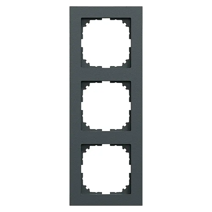 Merten M-Pure Abdeckrahmen MEG4030-3614 - Anthrazit glänzend, 3-fach, Kunststoff - Eine graue Dreifach-Geräte-Abdeckrahmen, ideal für die Installation von Schaltern und Steckdosen in stilvollem Design.