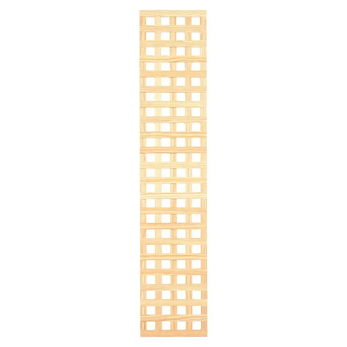 Celosía para exterior E12 Recto - 16 x 85 cm - La imagen muestra un somier de láminas de madera con un patrón rectangular, ideal para una circulación de aire óptima y confort para dormir.