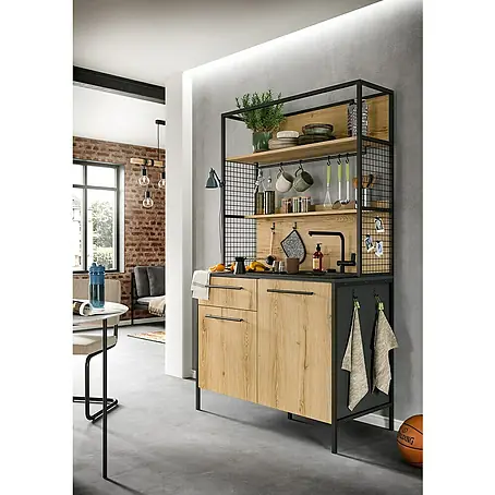 xonox.home  Singleküche Design Eiche Grau