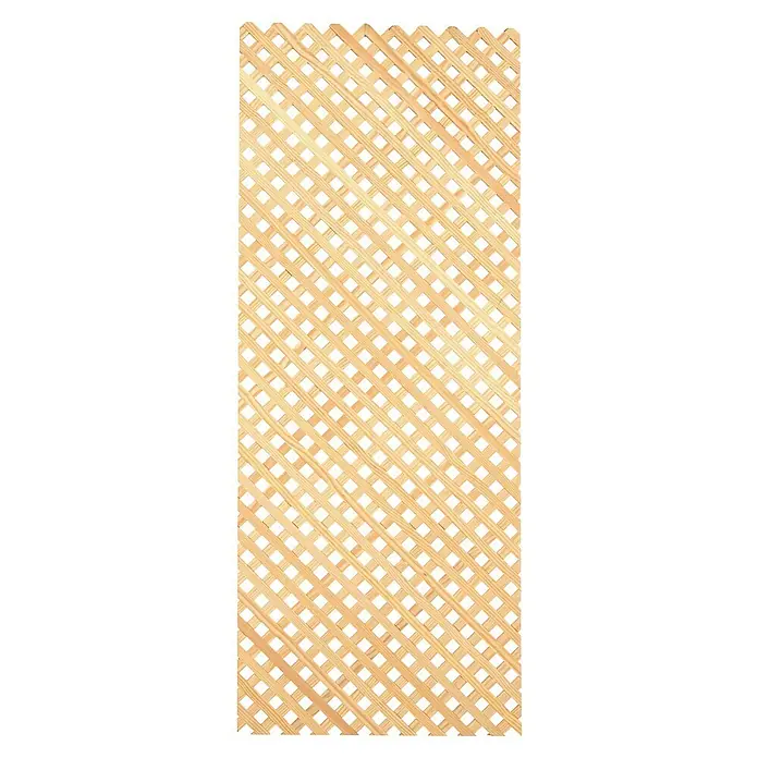 Celosía para exterior E12 Clásica - 32 x 85 cm - Celosía de madera clara con estructura de cuadrícula diagonal, ideal como pantalla de privacidad o ayuda para enredaderas.