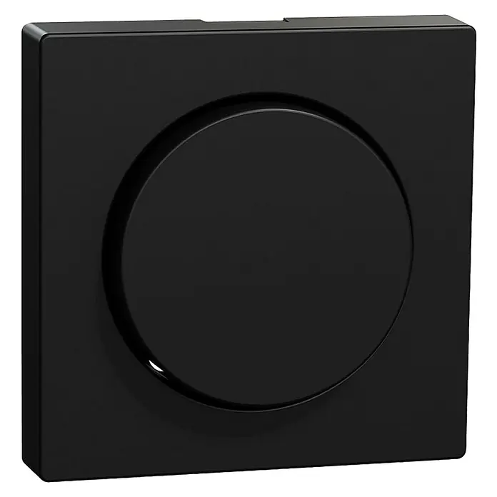 Merten System M Dimmerabdeckung MEG5250-0403 - Schwarz matt, Kunststoff - Schwarzer, quadratischer Lichtschalter mit runder Taste für stilvolle Innenräume und einfache Bedienung.