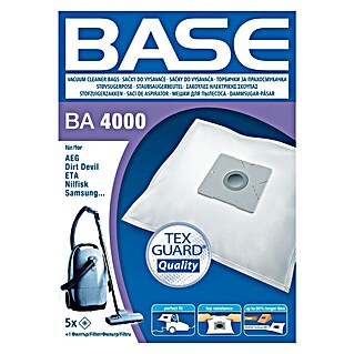 Base Staubsaugerbeutel BA 4000 (5 Stk., Passend für: Staubsauger von AEG/AFK/Alaska/Dirt Devil/ETA/Nilfisk/Samsung)