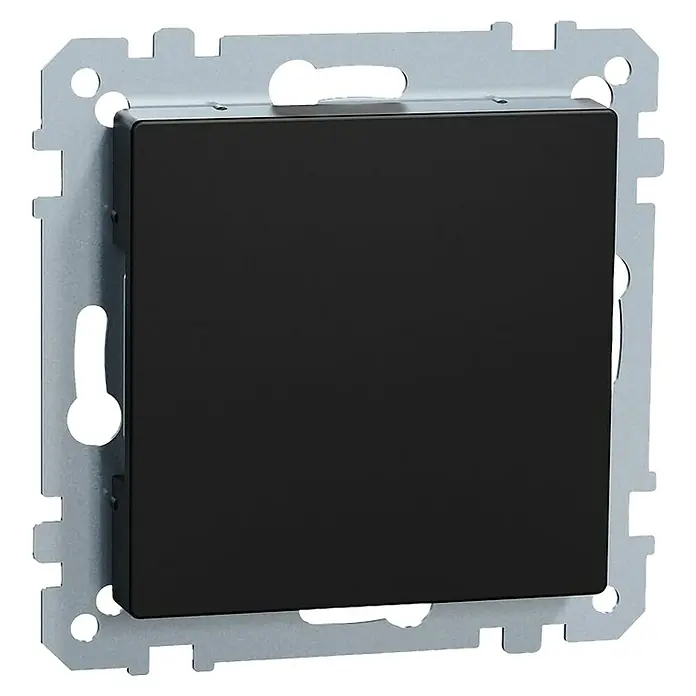 Merten System M Blindabdeckung MEG4075-0403 - Schwarz matt, Kunststoff, IP20 - Schwarzer Lichtschalter mit silberfarbenem Rahmen, moderne und elegante Designelement für jedes Interieur.