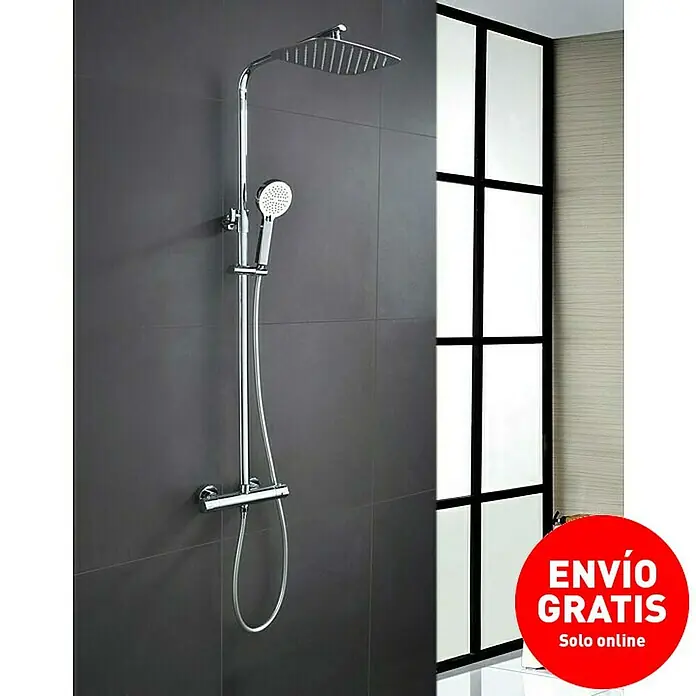 Imex Sistema de ducha Praga - Con grifo termostático, Número de tipos de chorro: 3 ud., Cromo - Conjunto de ducha con rociador y teleducha. Elegante grifería de ducha cromada para un baño moderno. Envío online gratuito incluido.