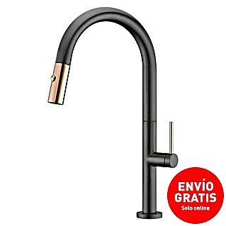 Imex Grifo de cocina extraíble Samoa (Negro/Oro rosa)
