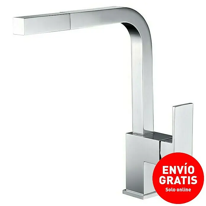 Imex Grifo de cocina Constanza - Cromo, Resplandeciente - Grifo monomando cromado con caño y palanca cuadrados, perfecto para baños y cocinas modernos, y disponible con envío online gratuito.