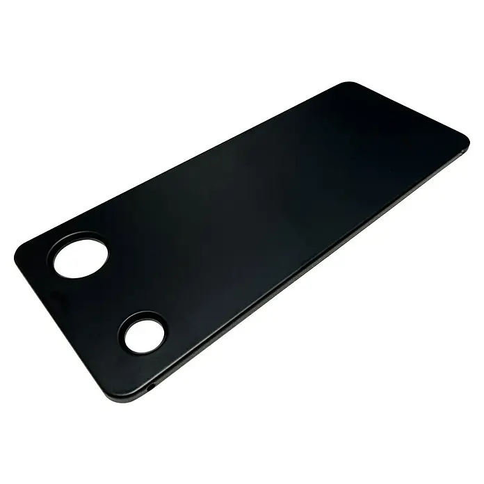 Camargue Varion Badregal - 25 x 10 x 0,6 cm, Aluminium, Schwarz - Schwarze rechteckige Platte mit zwei kreisförmigen Aussparungen.