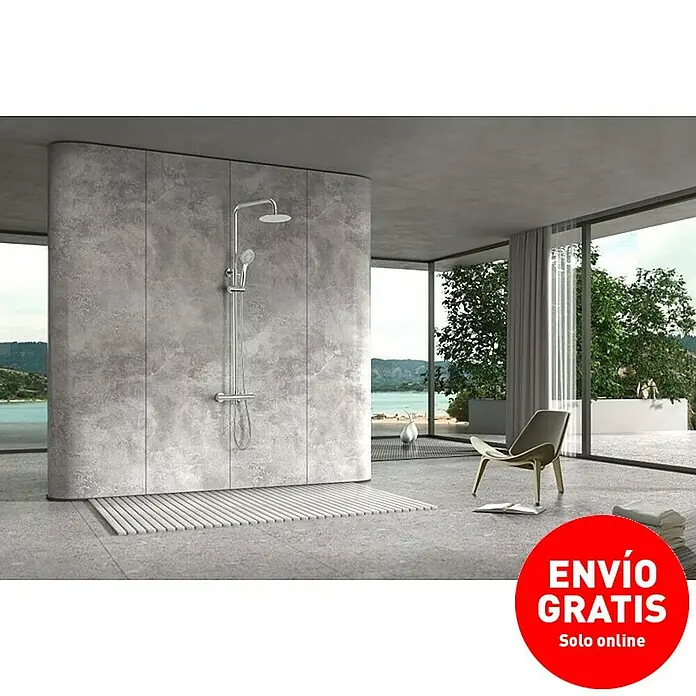 Imex Sistema de ducha Eco-Kent - Con grifo termostático, Cromo - Elegante ducha de lluvia con ducha de mano en diseño de baño moderno. La grifería de la ducha es un verdadero reclamo.