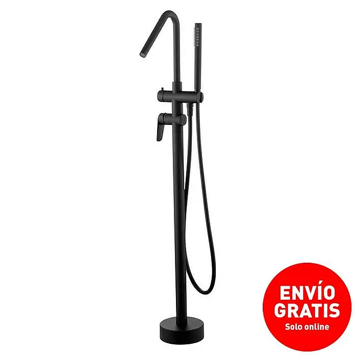 Imex Bélgica Grifo para bañera - Altura: 118 cm, Negro, Mate - Un moderno mezclador de bañera exento negro mate con ducha de mano y caño. Envío gratis solo online.