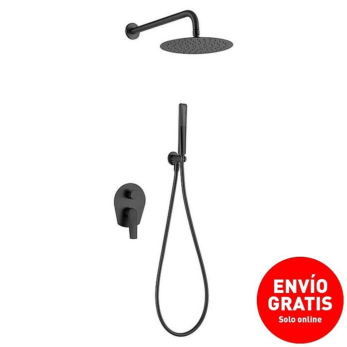 Conjunto Ducha Empotrado Negro Bristol Grifería, Rociador Y Teléfono