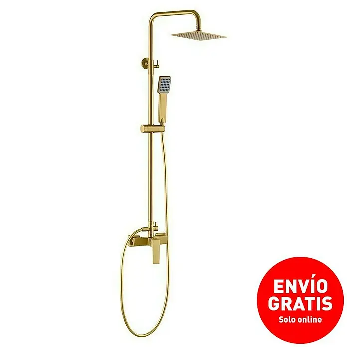 Camargue Adriatic Sistema de ducha - Con grifo monomando, Oro - Conjunto de ducha dorado con cabezal y ducha de mano para una experiencia lujosa.