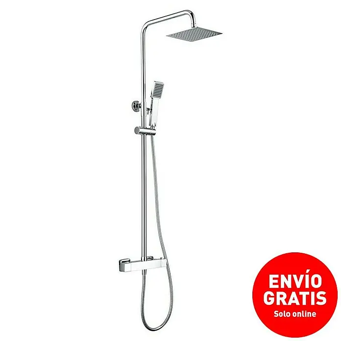 Imex Art Sistema de ducha - Grifo termostático, Cromo - Columna de ducha cromada con rociador y teleducha para una experiencia de ducha relajante.