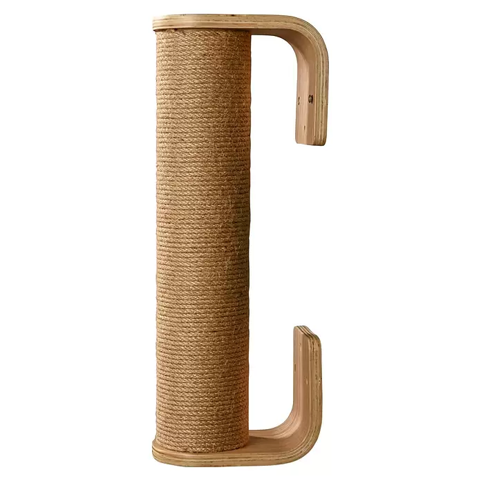 Dobar Kratzmöbel Kratzrolle - 16 x 16 x 43 cm, Holz, Geeignet für: Katzen - J-förmiger Katzenkratzbaum mit einer Säule aus Natur-Sisal-Seil und einem hellen Holzrahmen.