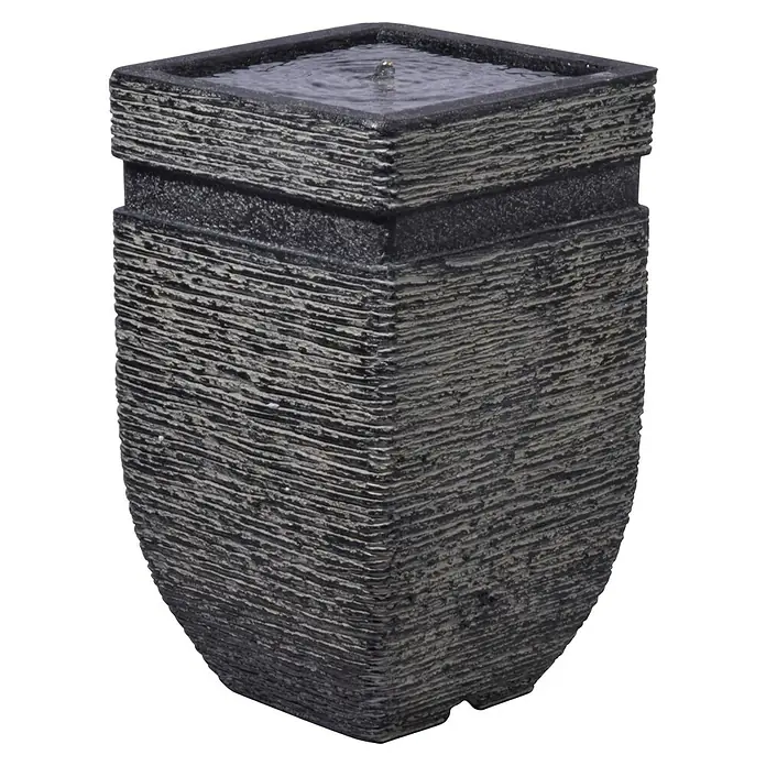 Dobar Gartenbrunnen Hera LED + Solar-Panel - 25 x 25 x 40 cm, Sonstiges - Eine moderne Wasserspiel-Säule in Steinoptik. Das Zimmerbrunnen-Design und das fließende Wasser sind eine tolle Dekoration für Haus und Garten.