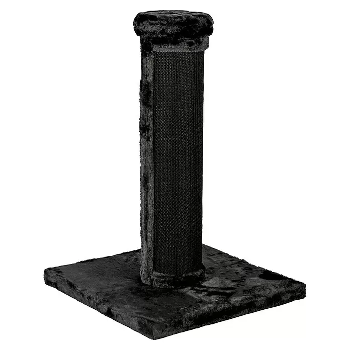 Dobar Kratzbaum Scratchy - 55 x 55 x 80 cm - Schwarzer Katzenkratzbaum mit quadratischem Plüschsockel und texturierter Säule.