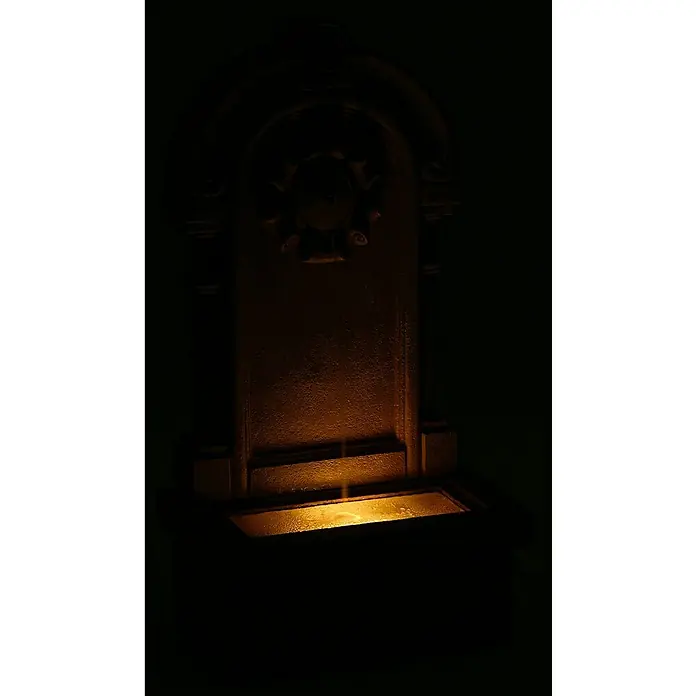 Dobar Brunnen Poseidon + LED & Solar-Panel - L x B x H: 40 x 26 x 76 cm, Kunststein - Dekorative Zimmerbrunnen mit sanfter Beleuchtung, die eine beruhigende Atmosphäre in jedem Raum schafft.