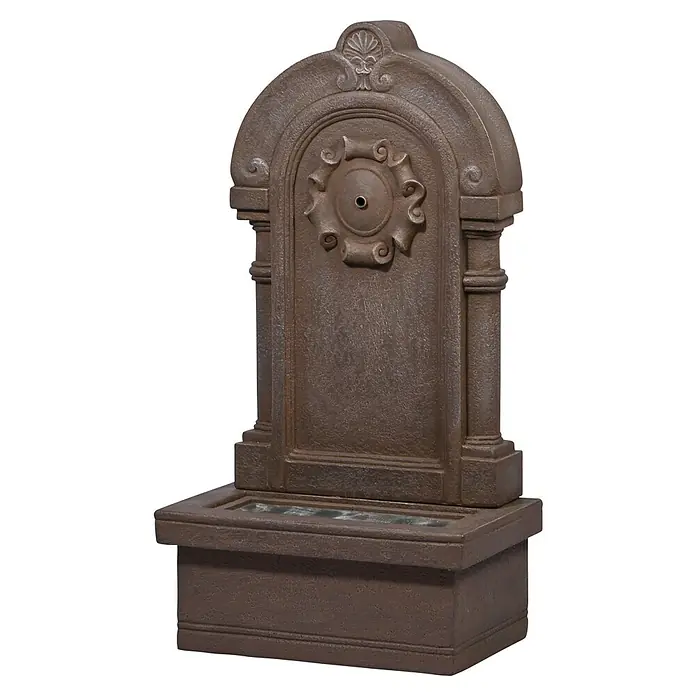 Dobar Brunnen Poseidon + LED & Solar-Panel - L x B x H: 40 x 26 x 76 cm, Kunststein - Dieser dekorative Gartenbrunnen aus Stein bringt mit seinem eleganten Design eine beruhigende Atmosphäre in jeden Außenbereich.