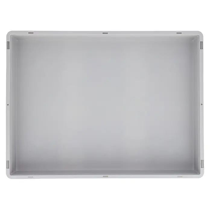Surplus Systems Eurobox - L x B x H: 80 x 60 x 12 cm, Kunststoff, Grau - Graue Kunststoffbox von oben, ideal für Lagerung und Transport. Vielseitig einsetzbar und robust gestaltet.