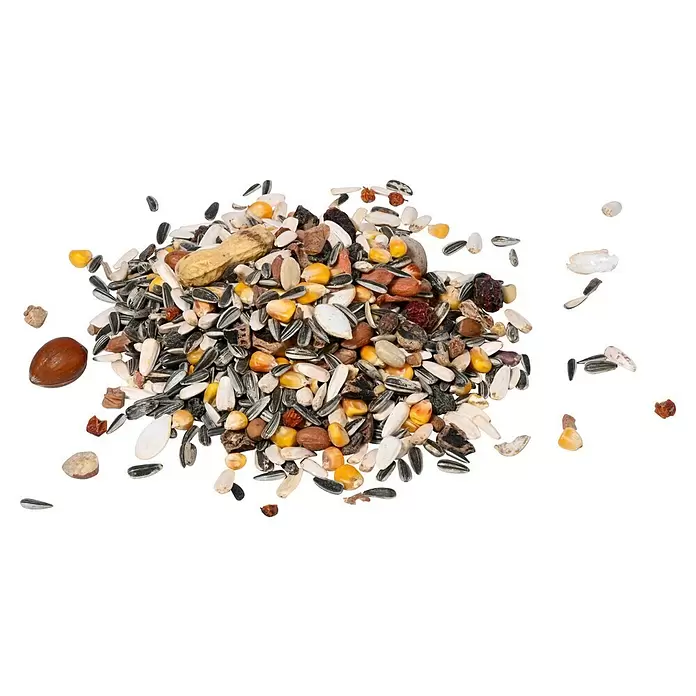 Dobar Eichhörnchenfutter -  - Eine vielfältige Mischung aus Samen, Körnern und Nüssen, darunter Sonnenblumenkerne, Mais und Erdnüsse, geeignet als Vogel- oder Tierfutter.