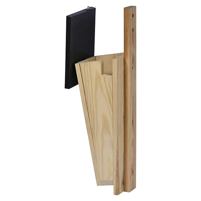 Dobar Nistkasten - Natur/ Dunkelbraun, Holz - Fledermauskasten aus Holz mit schwarzer strukturierter Frontplatte und Befestigungspfosten.