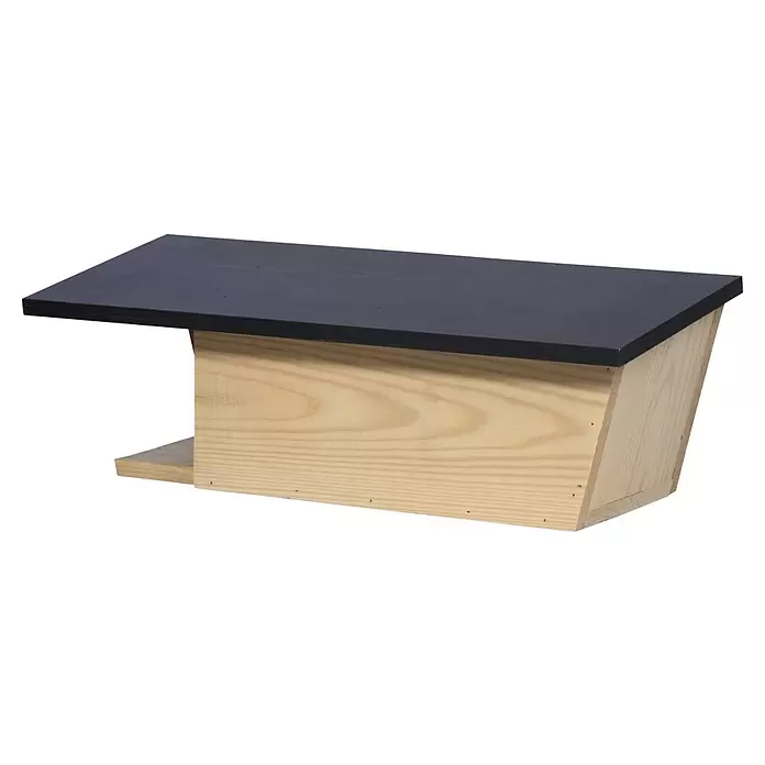 Dobar Nistkasten - 45 x 18 x 15 cm, Natur/ Dunkelbraun, Holz - Fledermauskasten aus hellem Holz mit schwarzem Schrägdach.